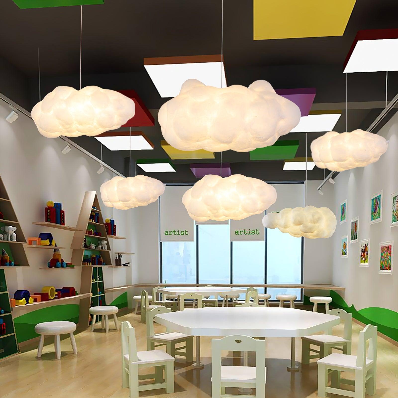 Modern Floating Cloud Pendant Light Ethereal White Hanging Ceiling Lamp for Bedroom and Nursery