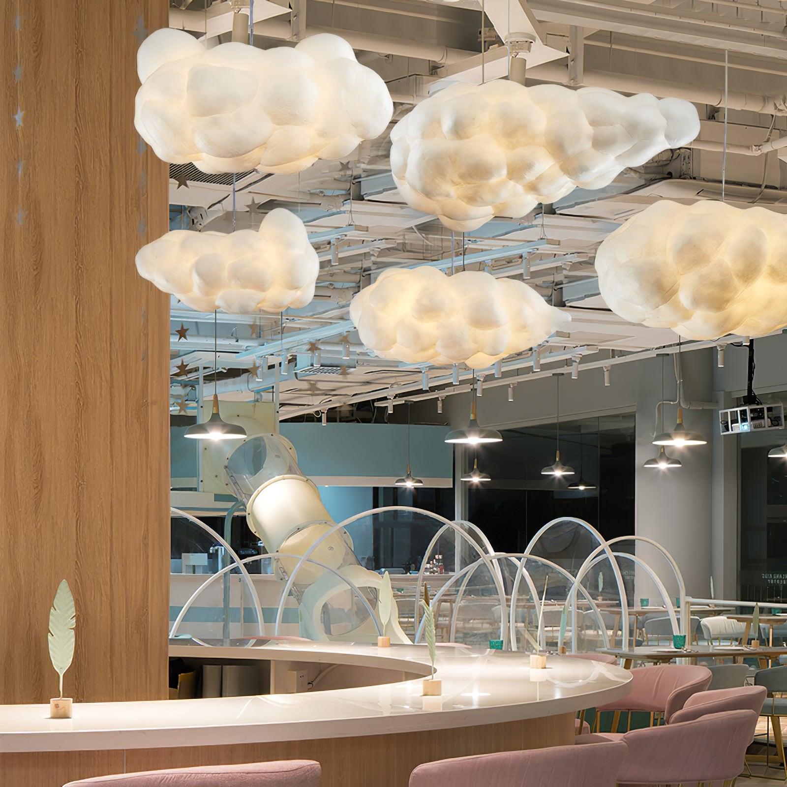 Modern Floating Cloud Pendant Light Ethereal White Hanging Ceiling Lamp for Bedroom and Nursery
