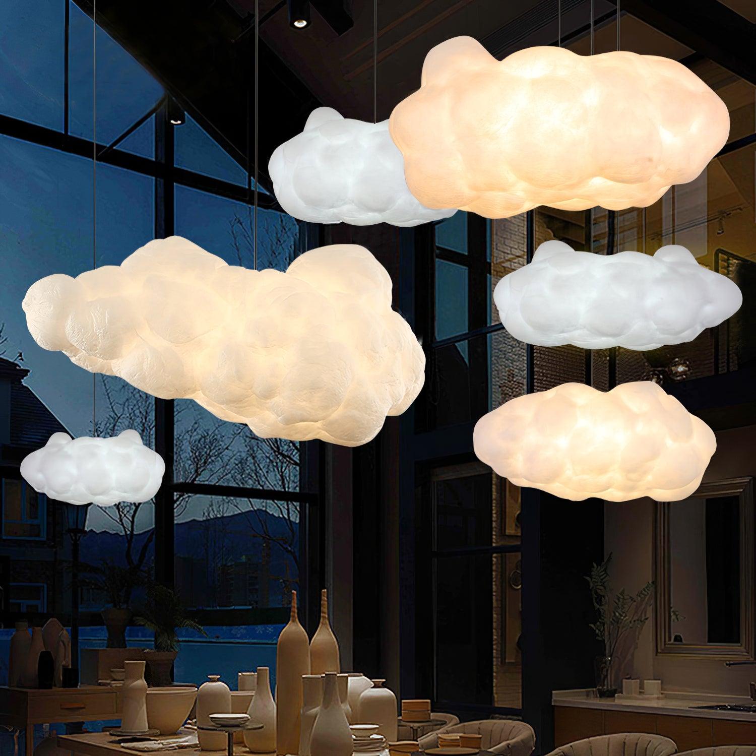Modern Floating Cloud Pendant Light Ethereal White Hanging Ceiling Lamp for Bedroom and Nursery