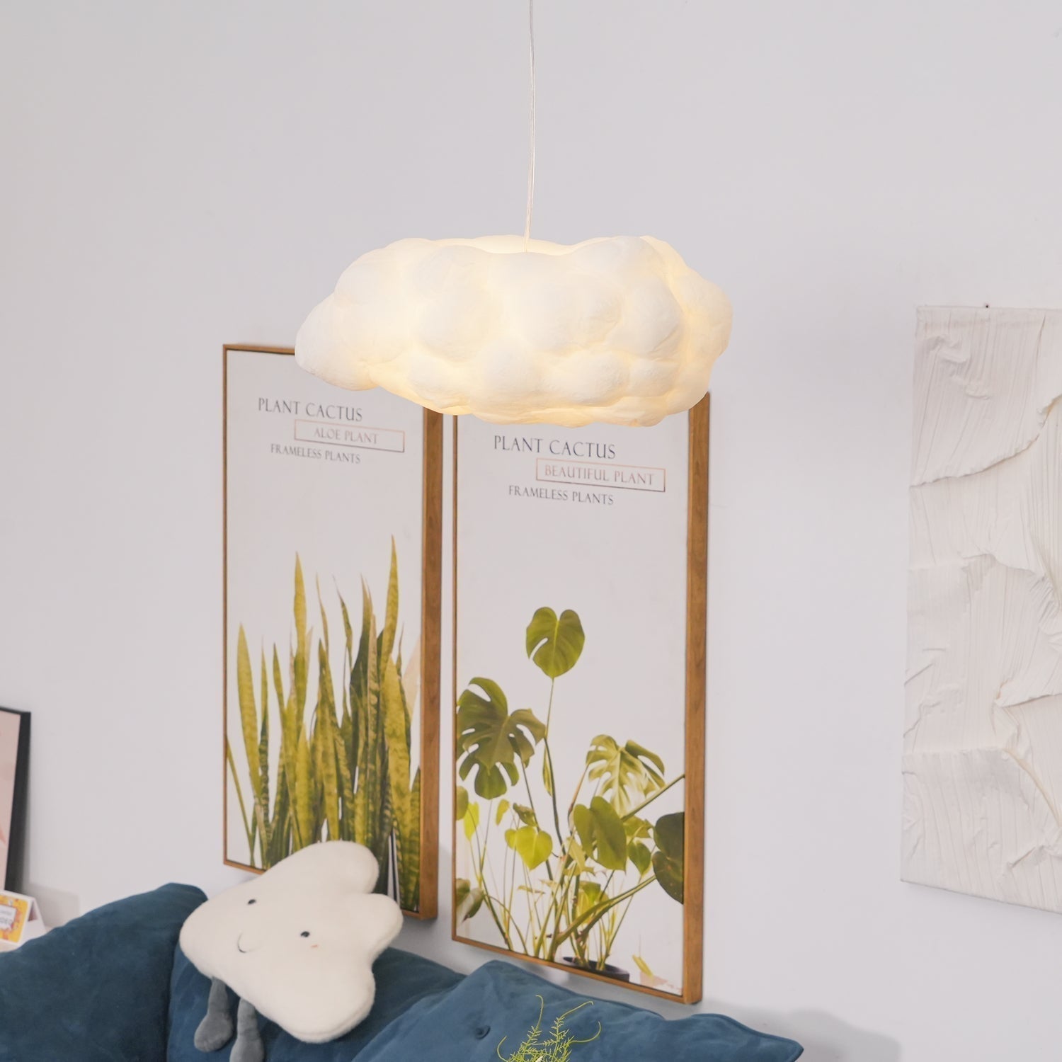 Modern Floating Cloud Pendant Light Ethereal White Hanging Ceiling Lamp for Bedroom and Nursery
