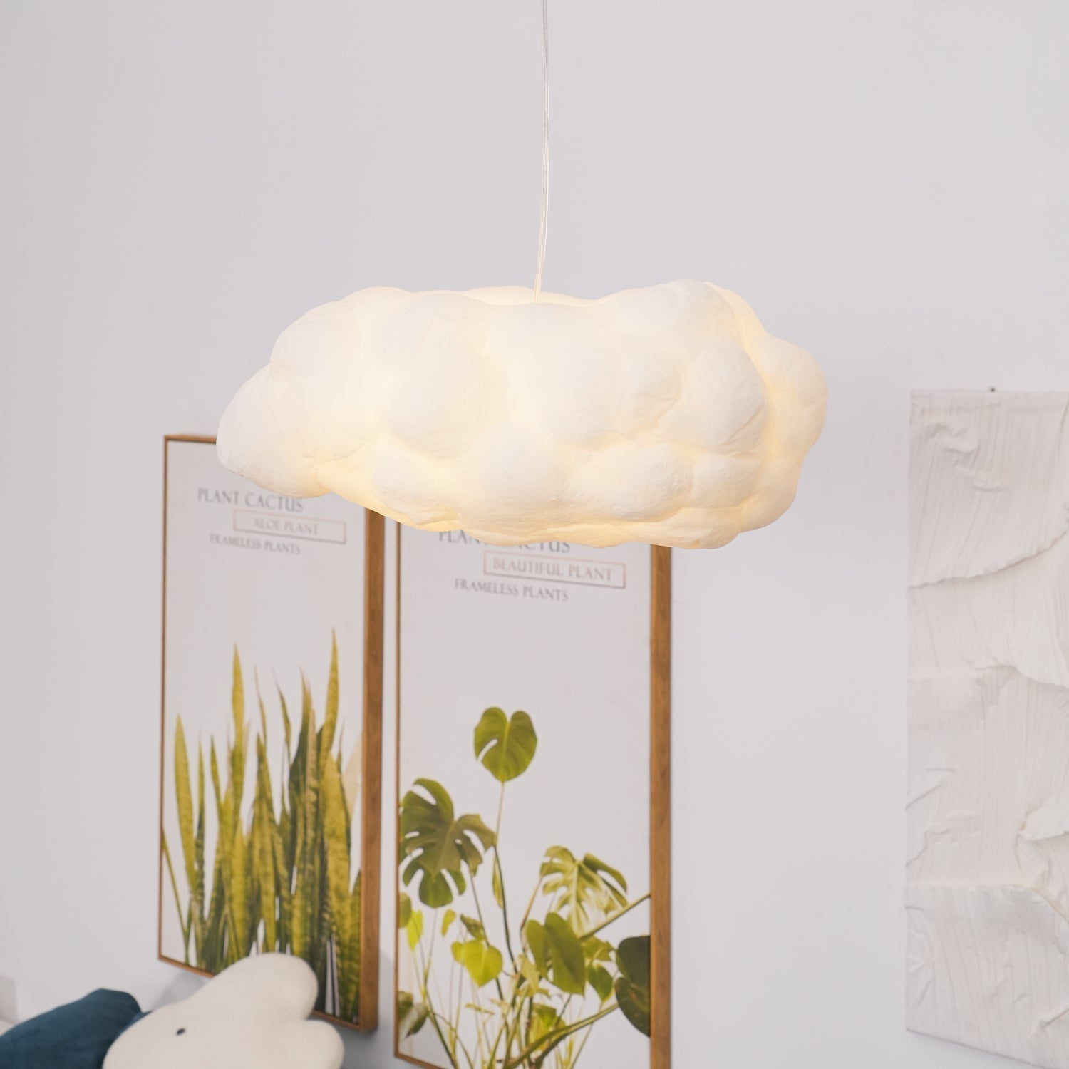Modern Floating Cloud Pendant Light Ethereal White Hanging Ceiling Lamp for Bedroom and Nursery