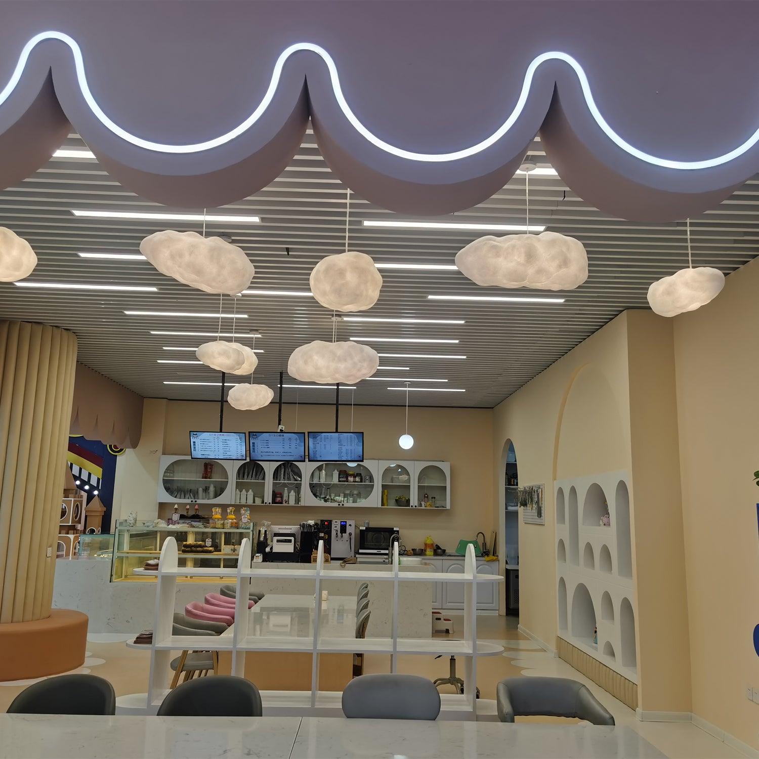 Modern Floating Cloud Pendant Light Ethereal White Hanging Ceiling Lamp for Bedroom and Nursery