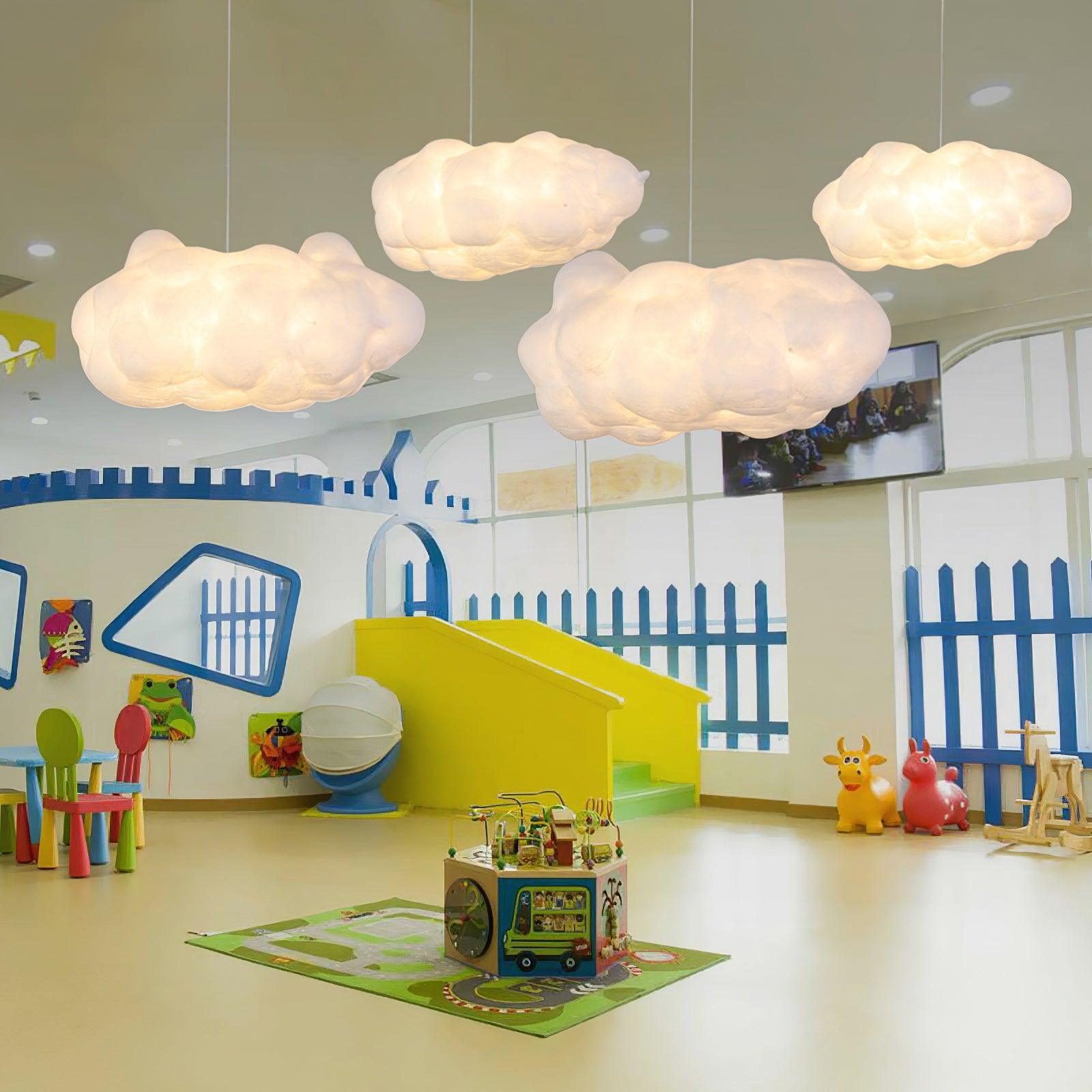 Modern Floating Cloud Pendant Light Ethereal White Hanging Ceiling Lamp for Bedroom and Nursery