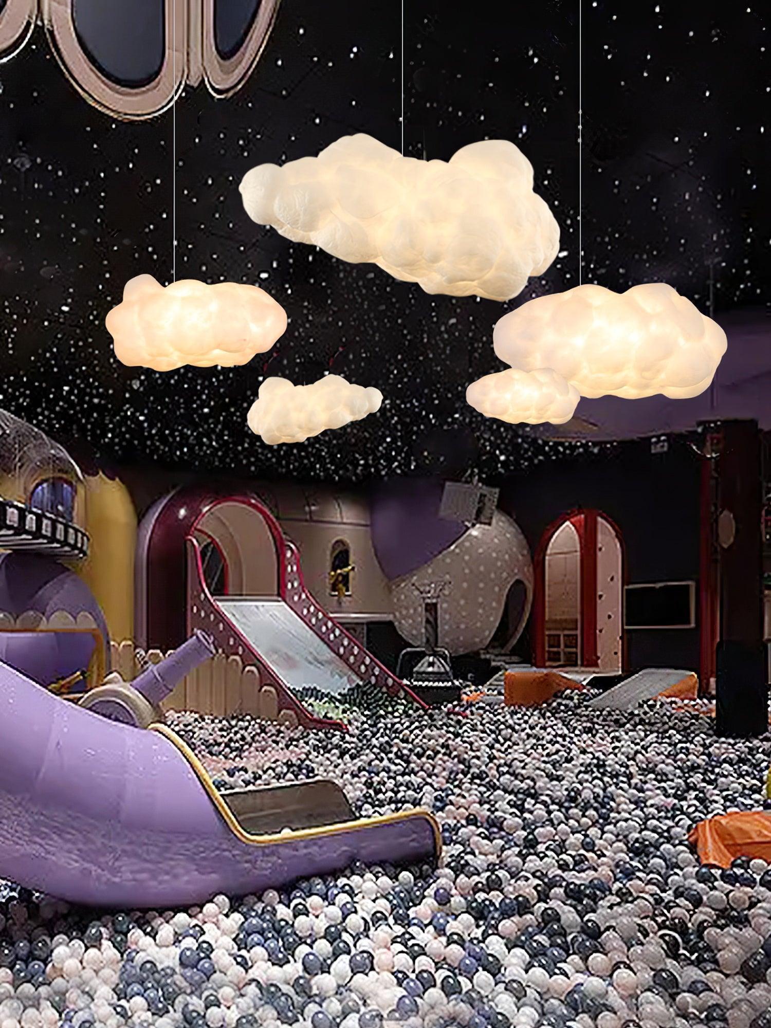 Modern Floating Cloud Pendant Light Ethereal White Hanging Ceiling Lamp for Bedroom and Nursery