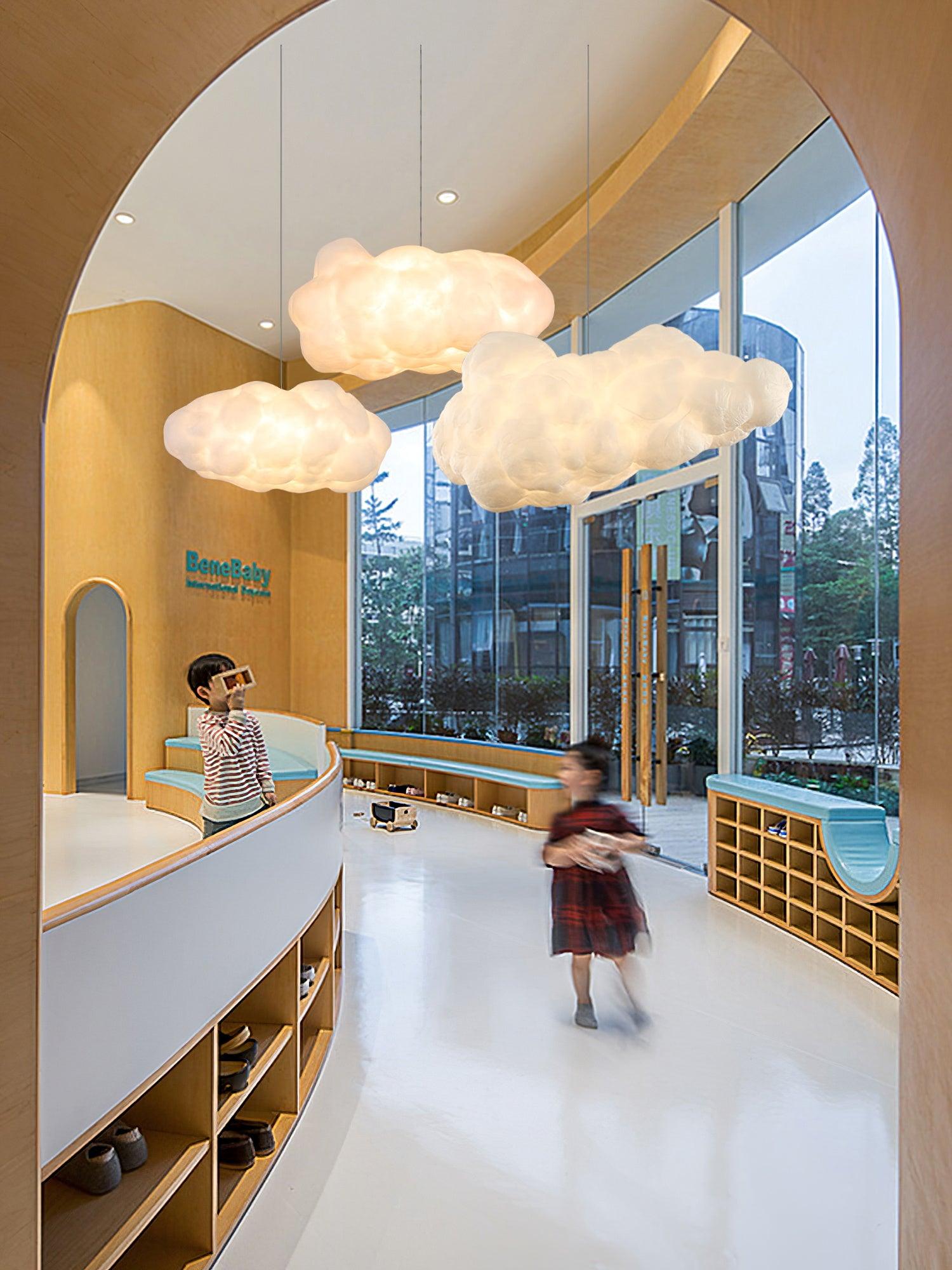 Modern Floating Cloud Pendant Light Ethereal White Hanging Ceiling Lamp for Bedroom and Nursery