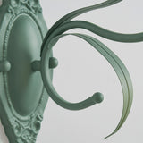 Modern Floral Blossom Glass Wall Sconce Set of Two Green Metal Petal Wall Lamp for Indoor Living