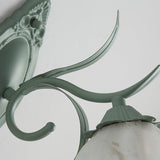 Modern Floral Blossom Glass Wall Sconce Set of Two Green Metal Petal Wall Lamp for Indoor Living