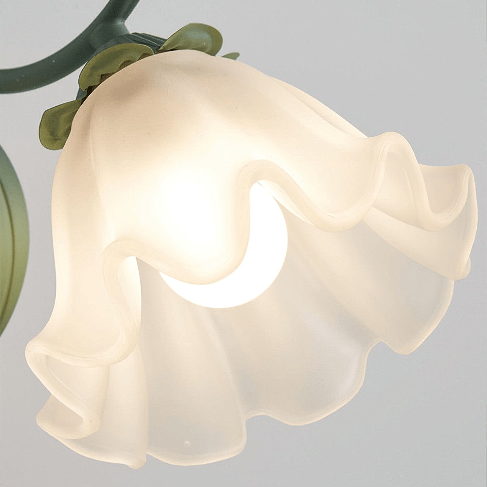 Modern Floral Blossom Glass Wall Sconce Set of Two Green Metal Petal Wall Lamp for Indoor Living