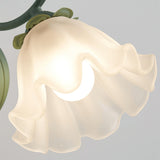 Modern Floral Blossom Glass Wall Sconce Set of Two Green Metal Petal Wall Lamp for Indoor Living