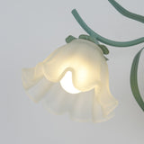 Modern Floral Blossom Glass Wall Sconce Set of Two Green Metal Petal Wall Lamp for Indoor Living