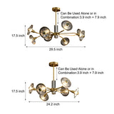 Modern Floral Crystal Chandelier Copper Postmodern Ceiling Light with 3 Color Dimming Modes