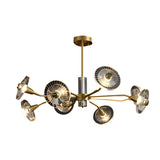 Modern Floral Crystal Chandelier Copper Postmodern Ceiling Light with 3 Color Dimming Modes