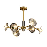 Modern Floral Crystal Chandelier Copper Postmodern Ceiling Light with 3 Color Dimming Modes