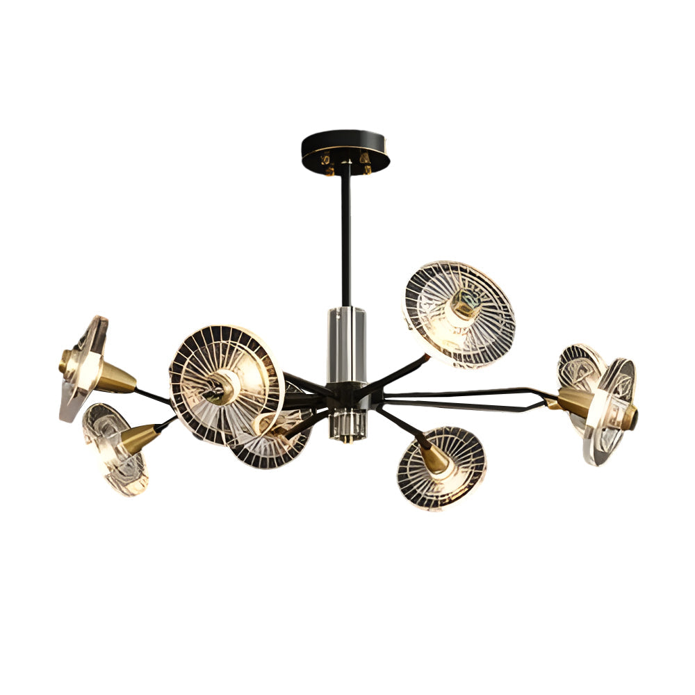 Modern Floral Crystal Chandelier Copper Postmodern Ceiling Light with 3 Color Dimming Modes