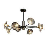 Modern Floral Crystal Chandelier Copper Postmodern Ceiling Light with 3 Color Dimming Modes