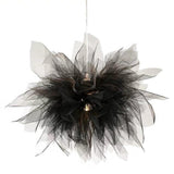 Modern Floral Fabric Pendant Light 20 Inch Electroplated Metal LED Chandelier for Bedroom