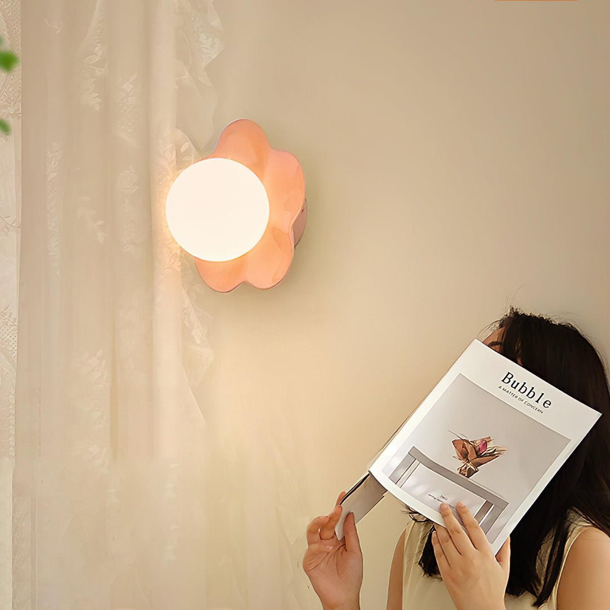Modern Floral Resin Wall Sconce and Glass Ceiling Lamp for Indoor Lighting