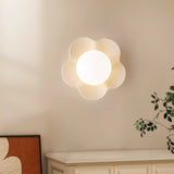 Modern Floral Resin Wall Sconce and Glass Ceiling Lamp for Indoor Lighting