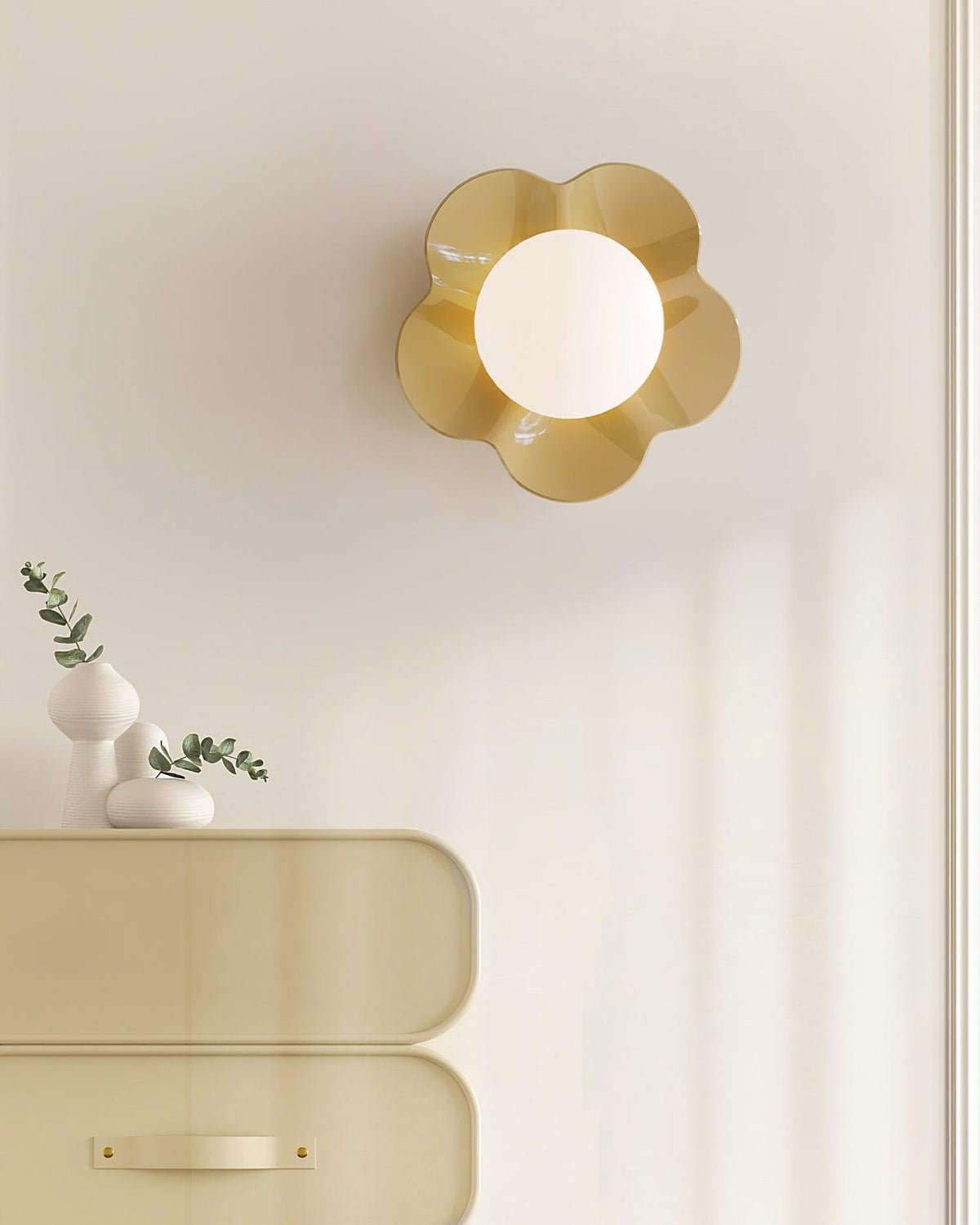 Modern Floral Resin Wall Sconce and Glass Ceiling Lamp for Indoor Lighting
