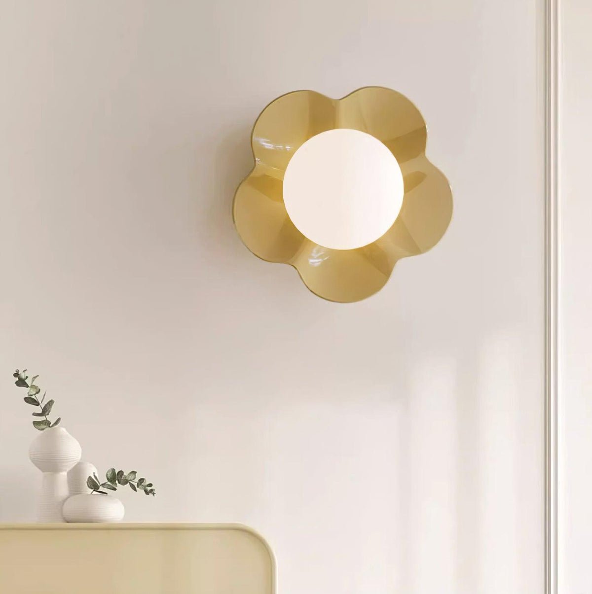 Modern Floral Resin Wall Sconce and Glass Ceiling Lamp for Indoor Lighting