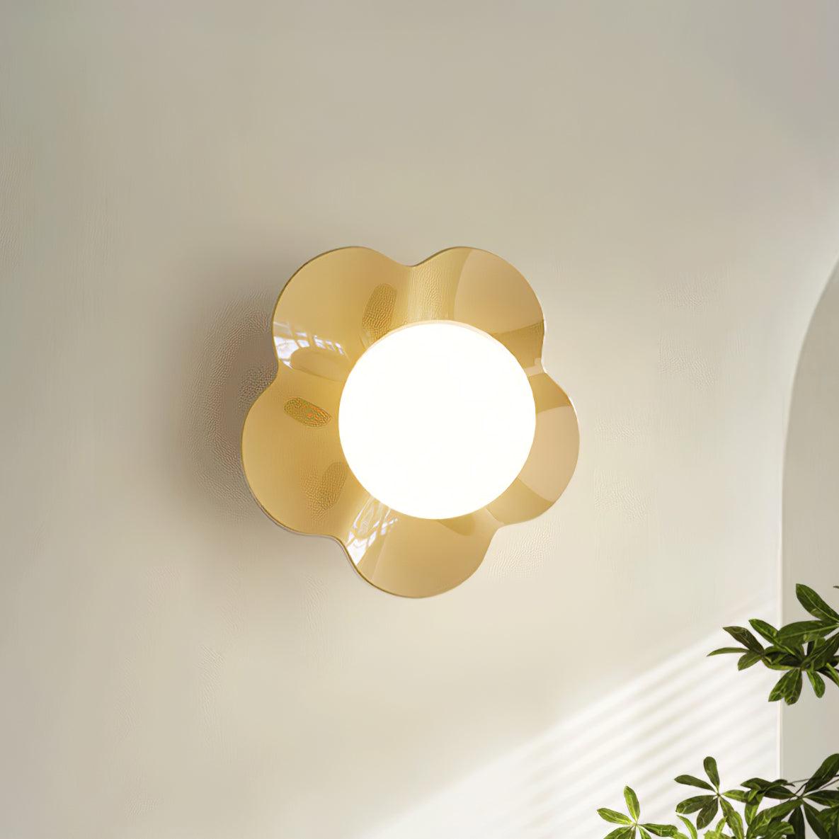 Modern Floral Resin Wall Sconce and Glass Ceiling Lamp for Indoor Lighting