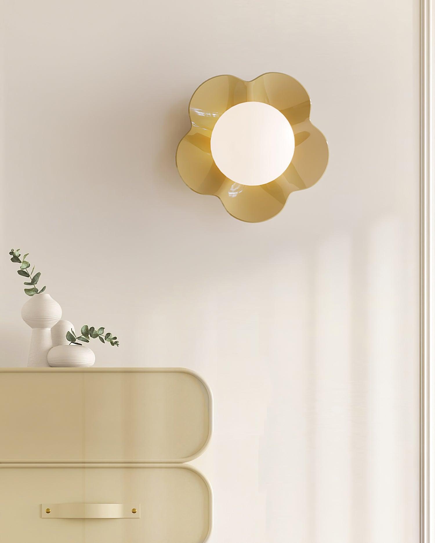 Modern Floral Resin Wall Sconce and Glass Ceiling Lamp for Indoor Lighting