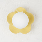 Modern Floral Resin Wall Sconce and Glass Ceiling Lamp for Indoor Lighting