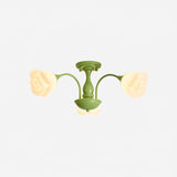 modern-floral-rose-petal-flush-mount-ceiling-light-with-white-flower-shades-and-green-finish