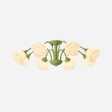 modern-floral-rose-petal-flush-mount-ceiling-light-with-white-flower-shades-and-green-finish