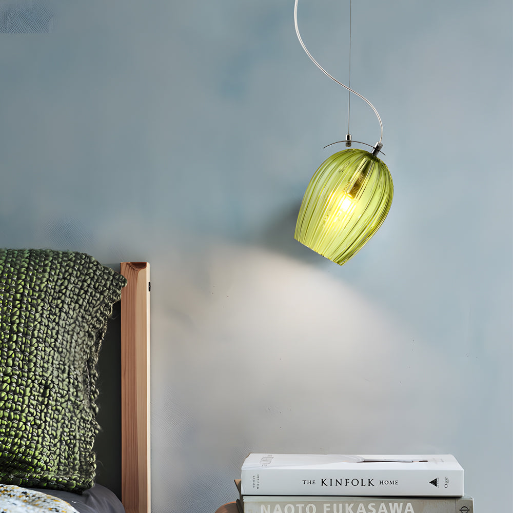 Modern Flower Bud Glass Cup Pendant Light Nordic Minimalist Hanging Lamp for Dining Room
