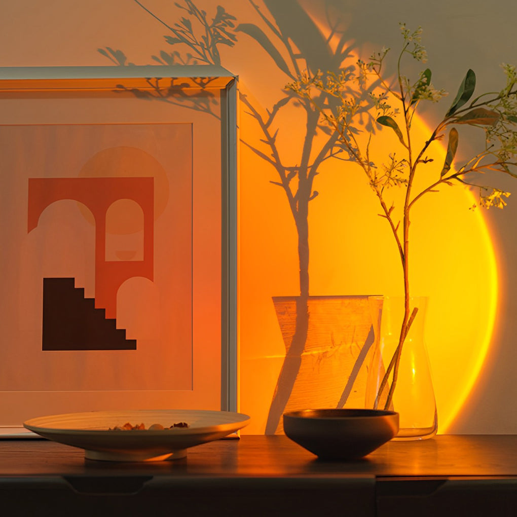 Modern Flower Bud Sunset Rainbow LED Projection Table Lamp USB Powered Mood Lighting