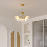Modern Flower Glass Brass Chandelier Elegant Floral Ceiling Light Fixture for Living Room
