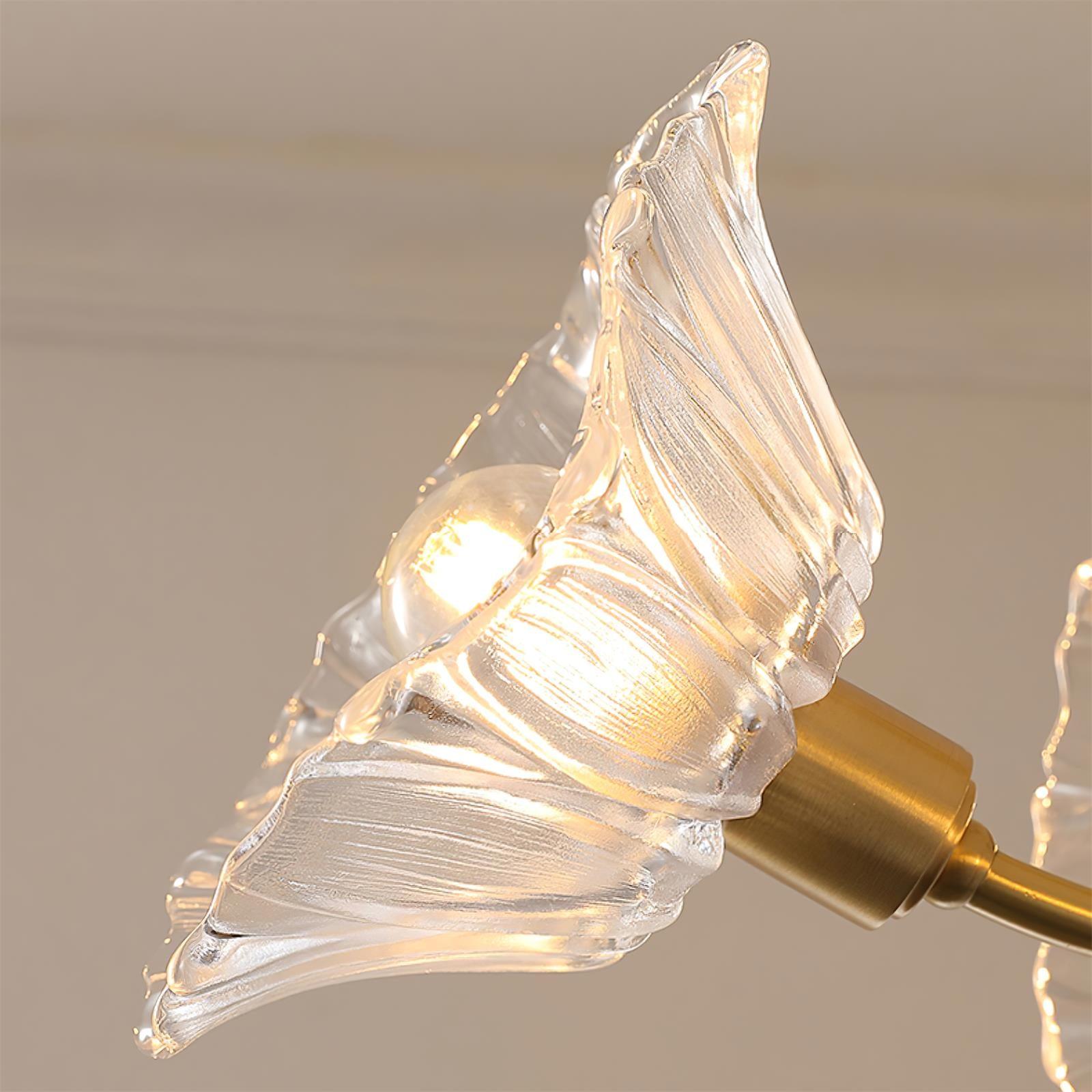 Modern Flower Glass Brass Chandelier Elegant Floral Ceiling Light Fixture for Living Room