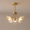 Modern Flower Glass Brass Chandelier Elegant Floral Ceiling Light Fixture for Living Room