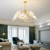 Modern Flower Glass Shade Copper Chandelier Nordic Pendant Hanging Ceiling Light