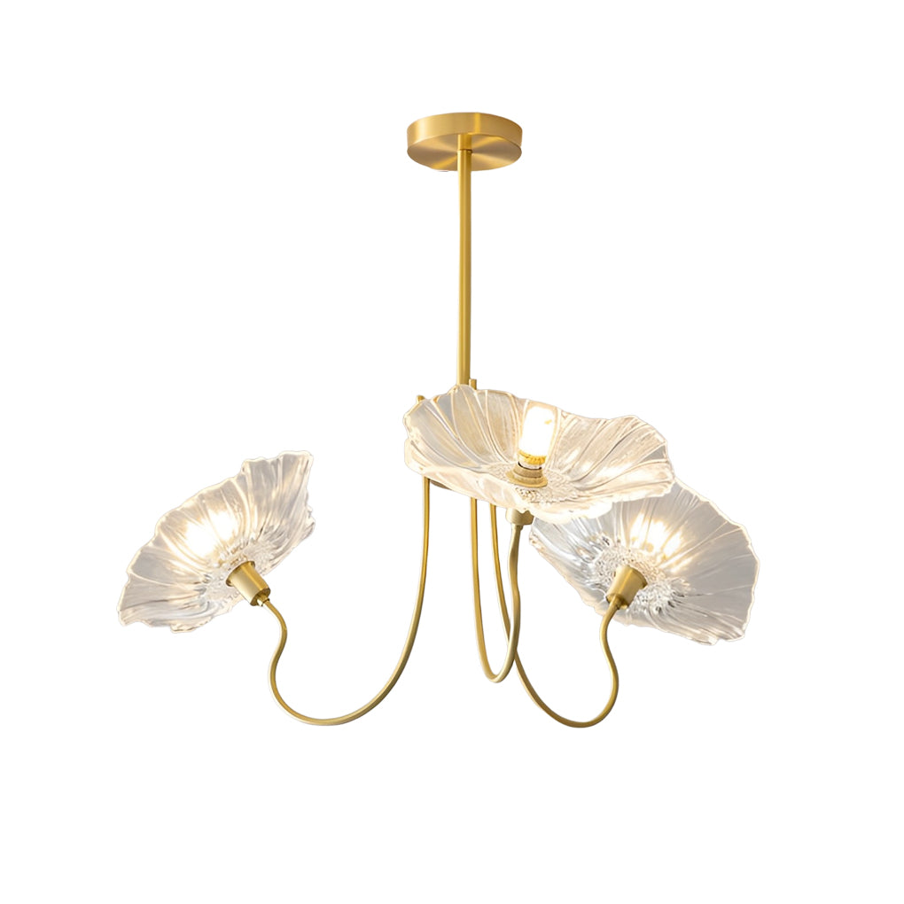Modern Flower Glass Shade Copper Chandelier Nordic Pendant Hanging Ceiling Light