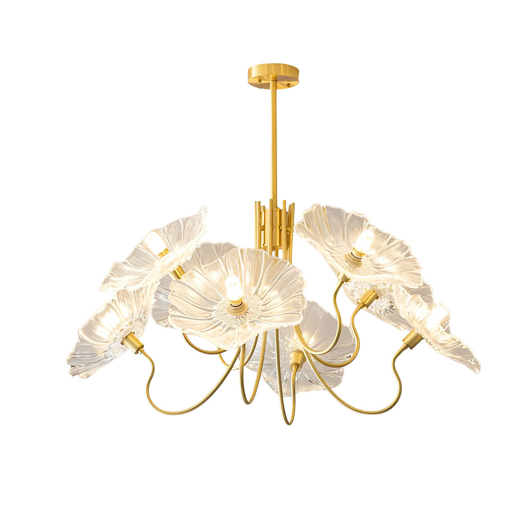 Modern Flower Glass Shade Copper Chandelier Nordic Pendant Hanging Ceiling Light