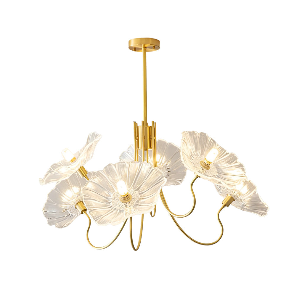 Modern Flower Glass Shade Copper Chandelier Nordic Pendant Hanging Ceiling Light