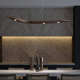 Modern Fluid Wood LED Pendant Light Waveform Architectural Hanging Chandelier Lamp