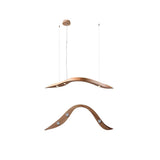 Modern Fluid Wood LED Pendant Light Waveform Architectural Hanging Chandelier Lamp