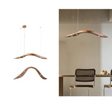 Modern Fluid Wood LED Pendant Light Waveform Architectural Hanging Chandelier Lamp