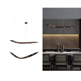 Modern Fluid Wood LED Pendant Light Waveform Architectural Hanging Chandelier Lamp