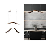 Modern Fluid Wood LED Pendant Light Waveform Architectural Hanging Chandelier Lamp