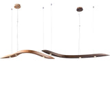 Modern Fluid Wood LED Pendant Light Waveform Architectural Hanging Chandelier Lamp