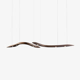 Modern Fluid Wood LED Pendant Light Waveform Architectural Hanging Chandelier Lamp