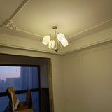Modern Fluted Ceramic Ribbed Chandelier Multi Light Glass Gasolier Ceiling Fixture