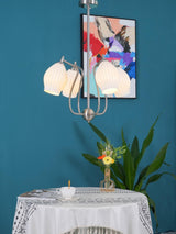 Modern Fluted Ceramic Ribbed Chandelier Multi Light Glass Gasolier Ceiling Fixture