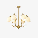 Modern Fluted Ceramic Ribbed Chandelier Multi Light Glass Gasolier Ceiling Fixture