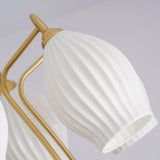 Modern Fluted Ceramic Ribbed Chandelier Multi Light Glass Gasolier Ceiling Fixture