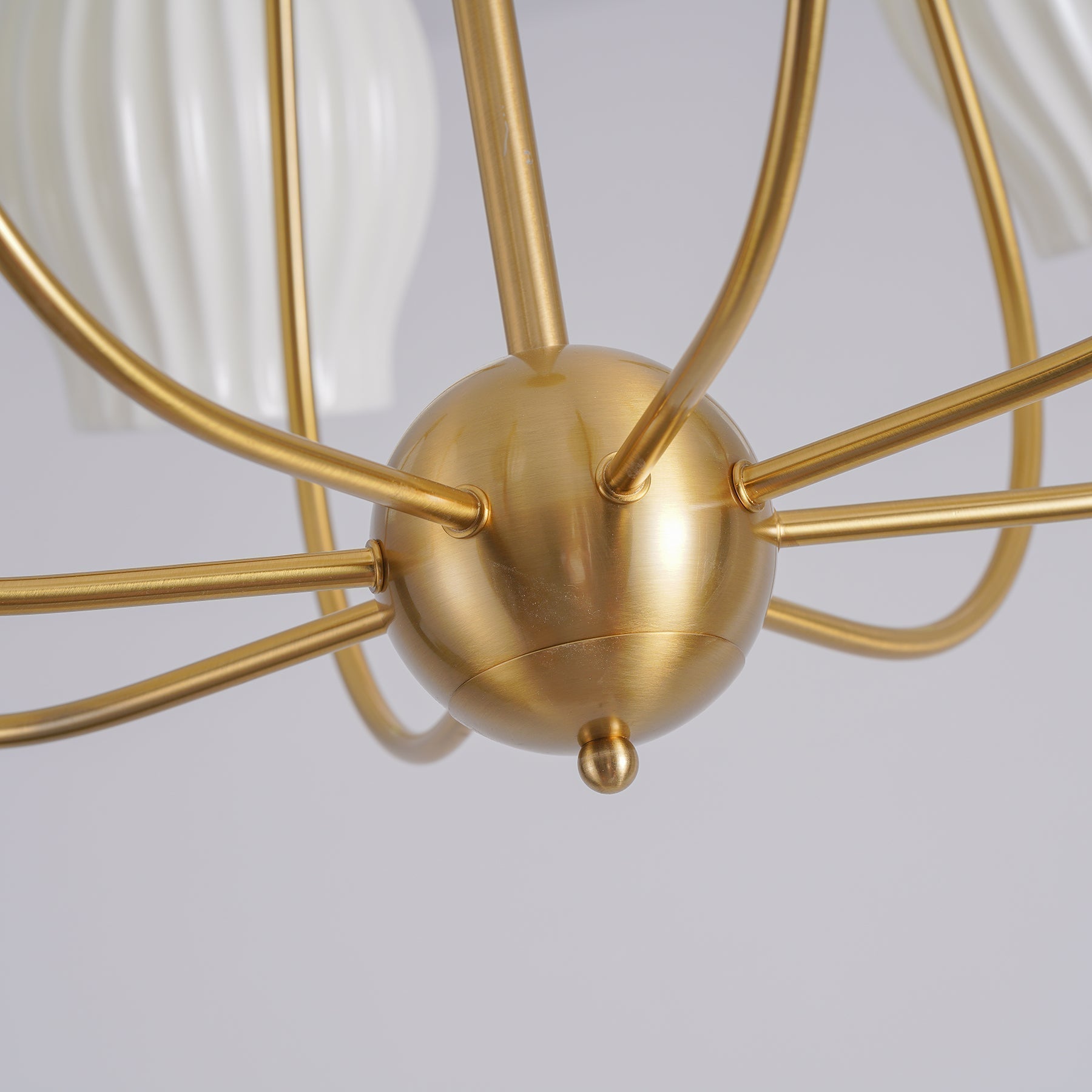 Modern Fluted Ceramic Ribbed Chandelier Multi Light Glass Gasolier Ceiling Fixture